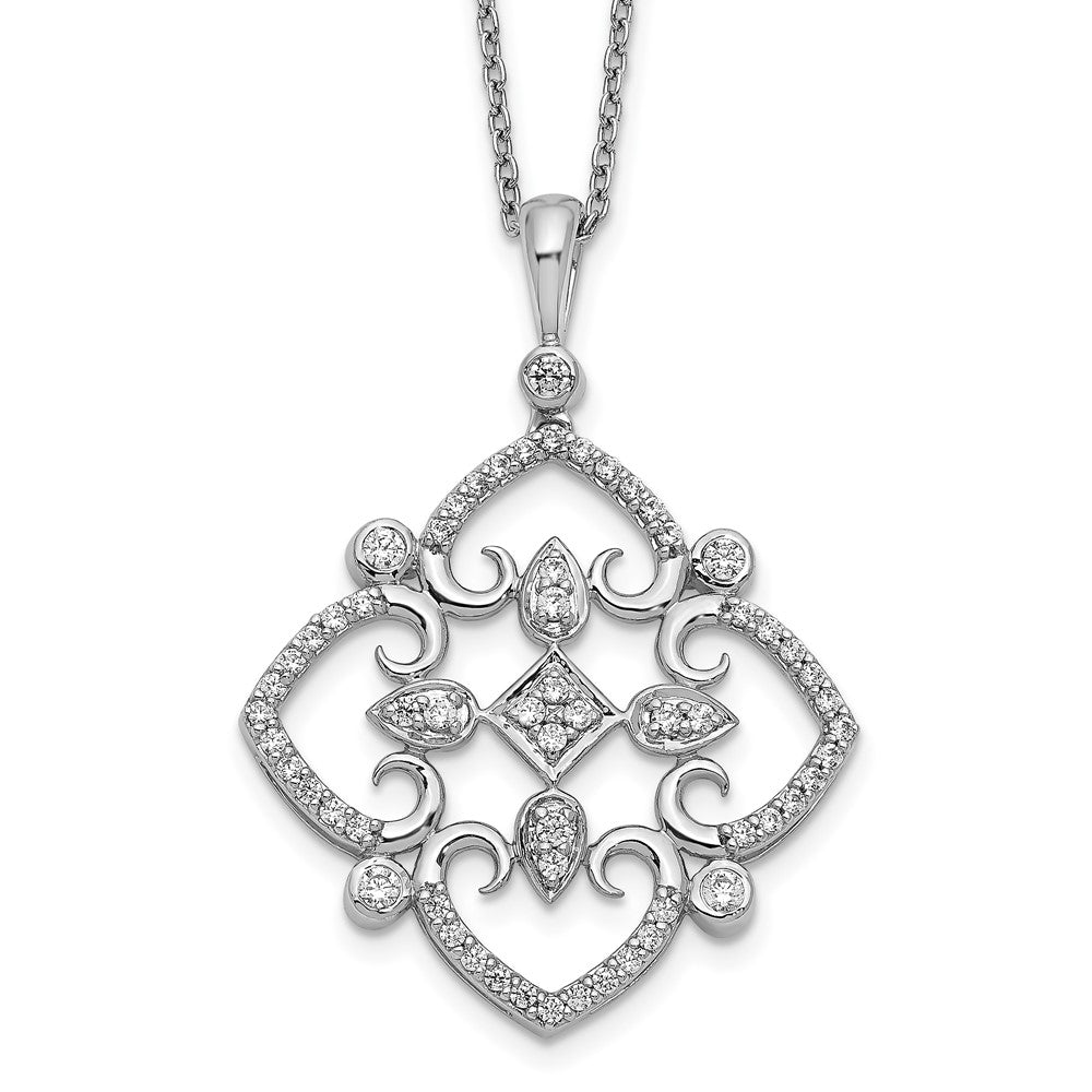 14k White Gold Real Diamond Vintage 18 inch Necklace