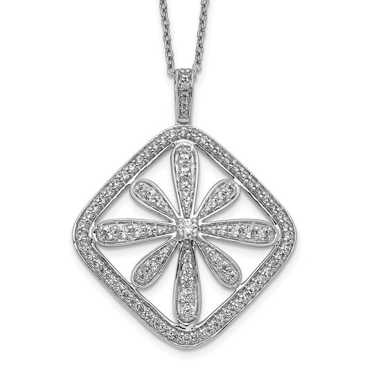 14k White Gold Real Diamond Vintage Necklace