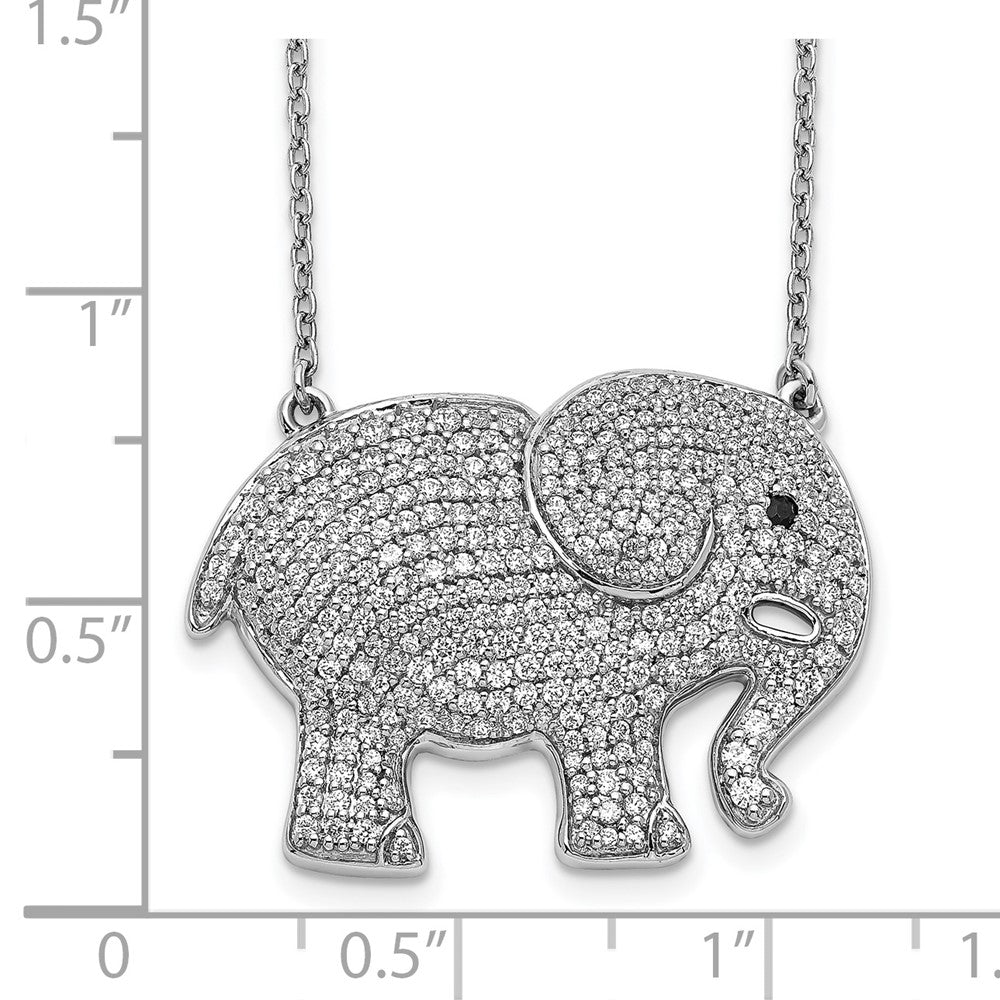 14k White Gold White/Black Real Diamond Elephant Necklace