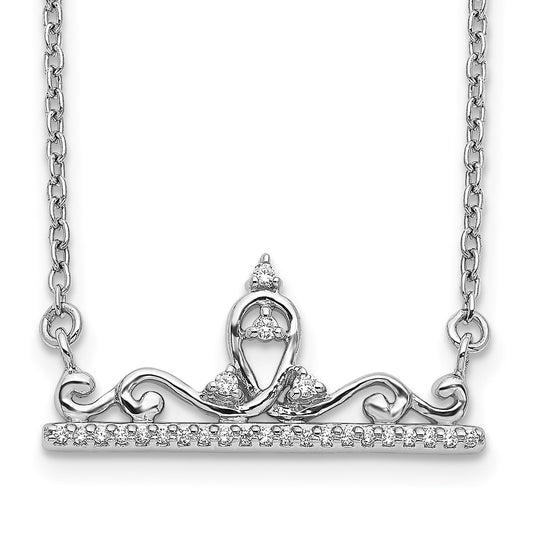 14k White Gold Real Diamond Tiara Necklace