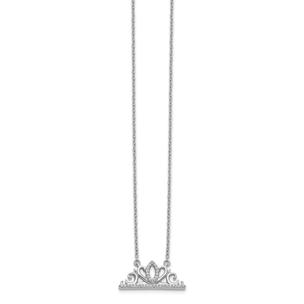 14k White Gold Real Diamond Tiara Necklace