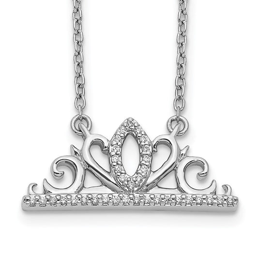 14k White Gold Real Diamond Tiara Necklace