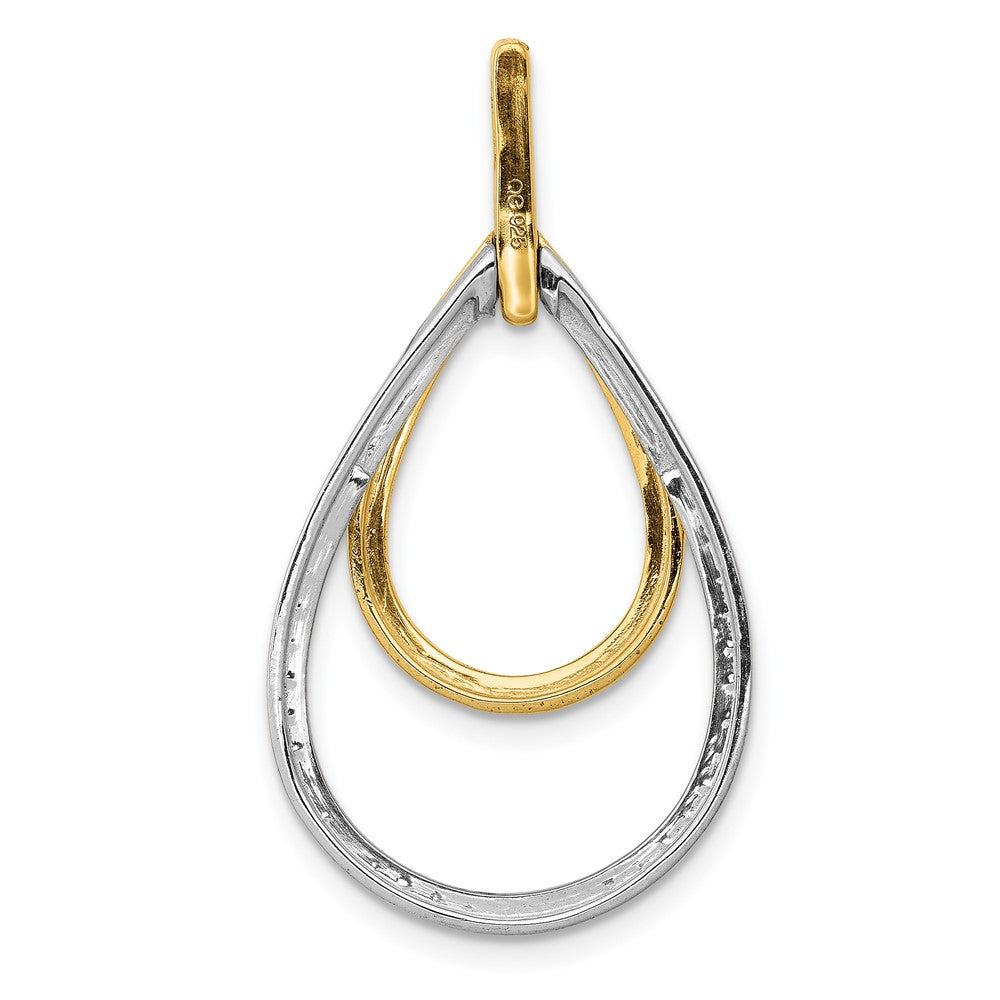 14k Two-Tone Gold 1/2ct. Real Diamond Double Teardrop Pendant