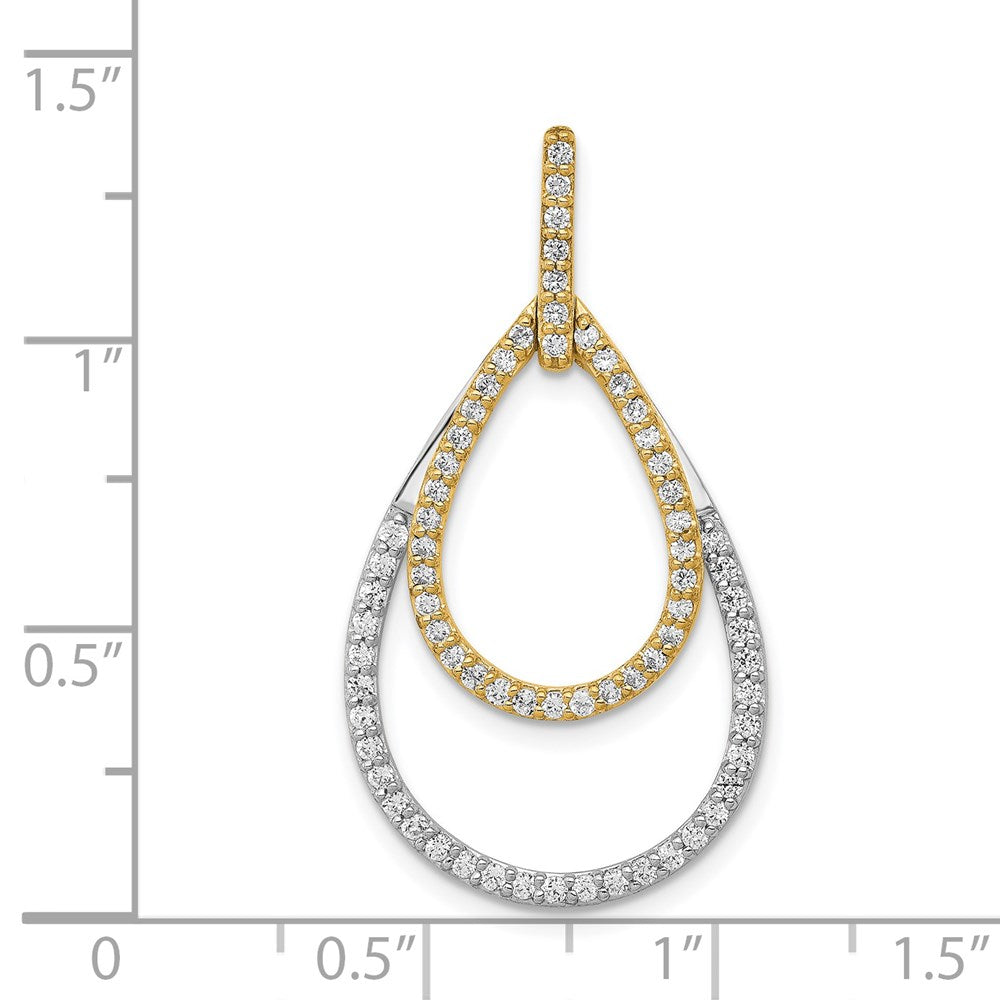 14k Two-Tone Gold 1/2ct. Real Diamond Double Teardrop Pendant