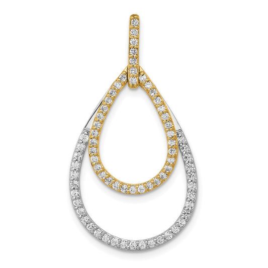 14k Two-Tone Gold 1/2ct. Real Diamond Double Teardrop Pendant