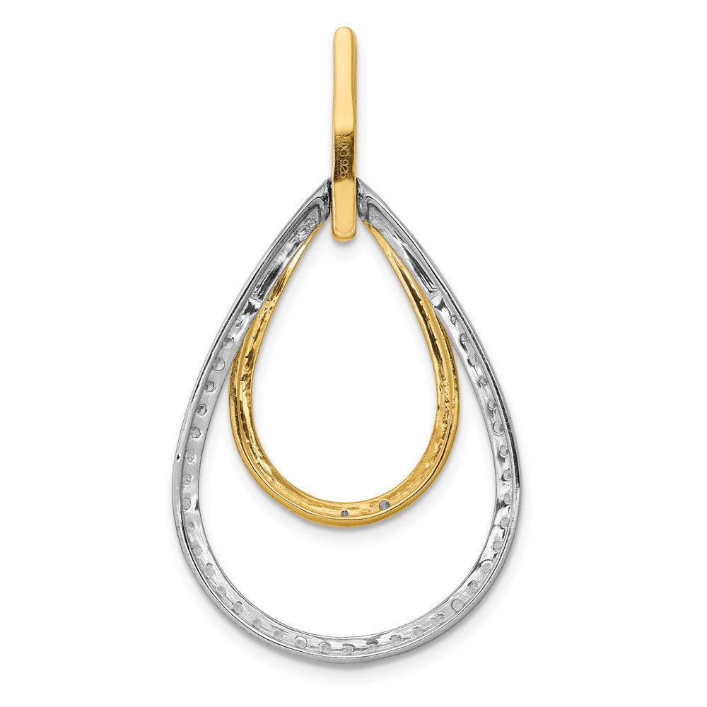 14k Two-Tone Gold 1ct. Real Diamond Double Teardrop Pendant