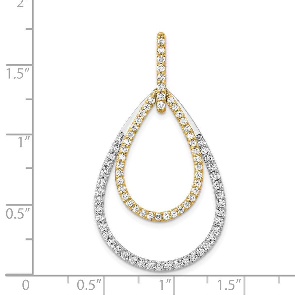 14k Two-Tone Gold 1ct. Real Diamond Double Teardrop Pendant