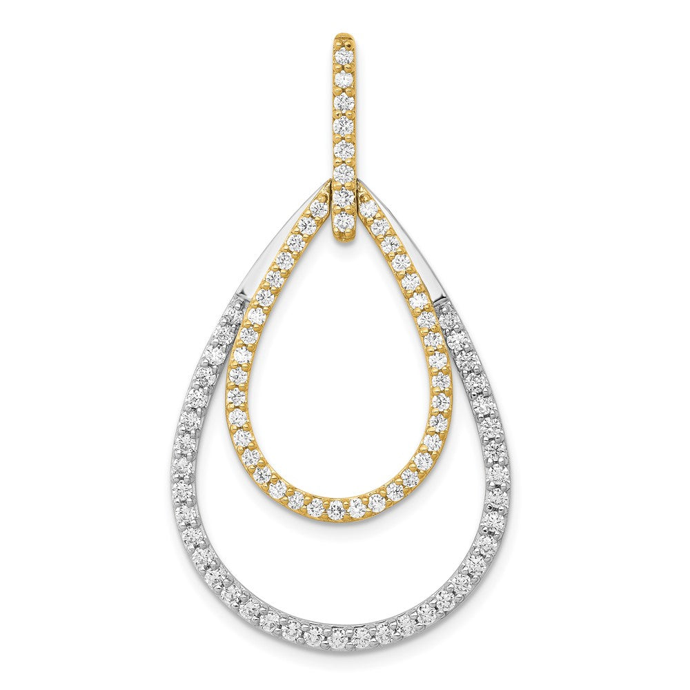 14k Two-Tone Gold 1ct. Real Diamond Double Teardrop Pendant