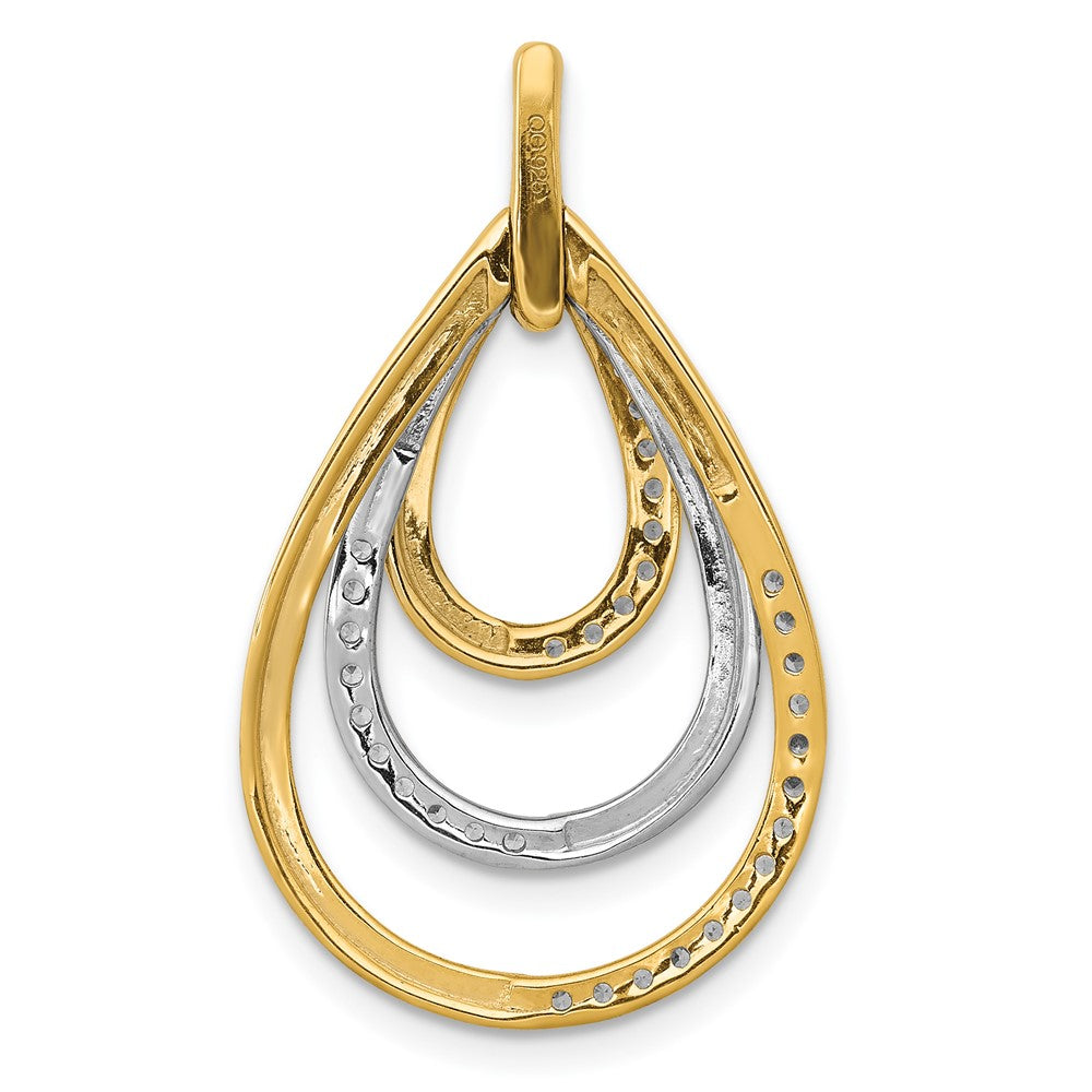 14k Two-Tone Gold Polished 1/4ct. Real Diamond Triple Teardrop Pendant