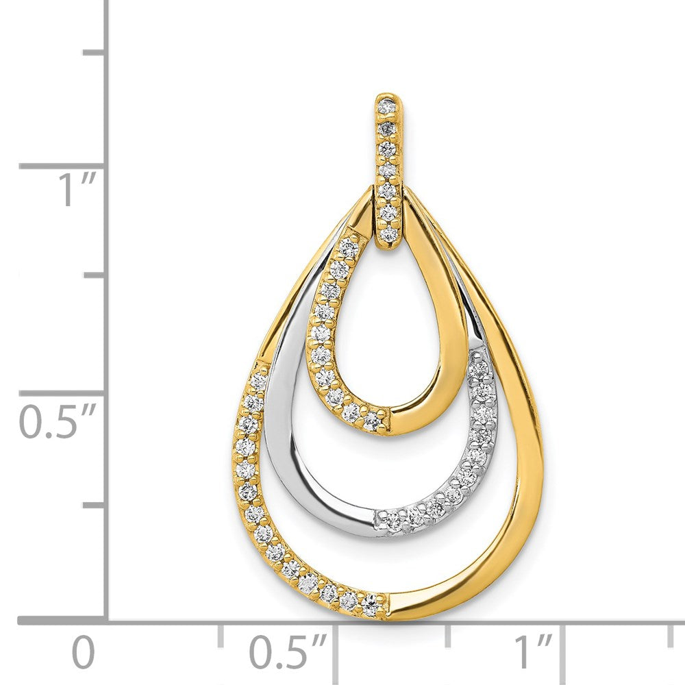 14k Two-Tone Gold Polished 1/4ct. Real Diamond Triple Teardrop Pendant