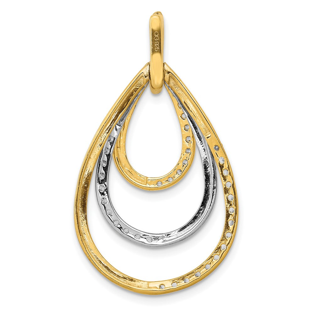 14k Two-Tone Gold Polished 1/2ct. Real Diamond Triple Teardrop Pendant