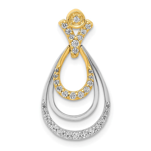 Solid 14k Two-tone 1/4ct. Simulated CZ Triple Teardrop Pendant