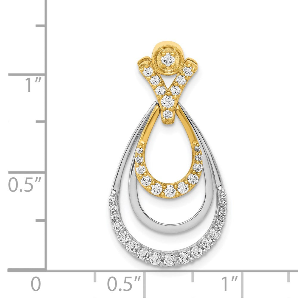 14k Two-Tone Gold 1/2ct. Real Diamond Triple Teardrop Pendant