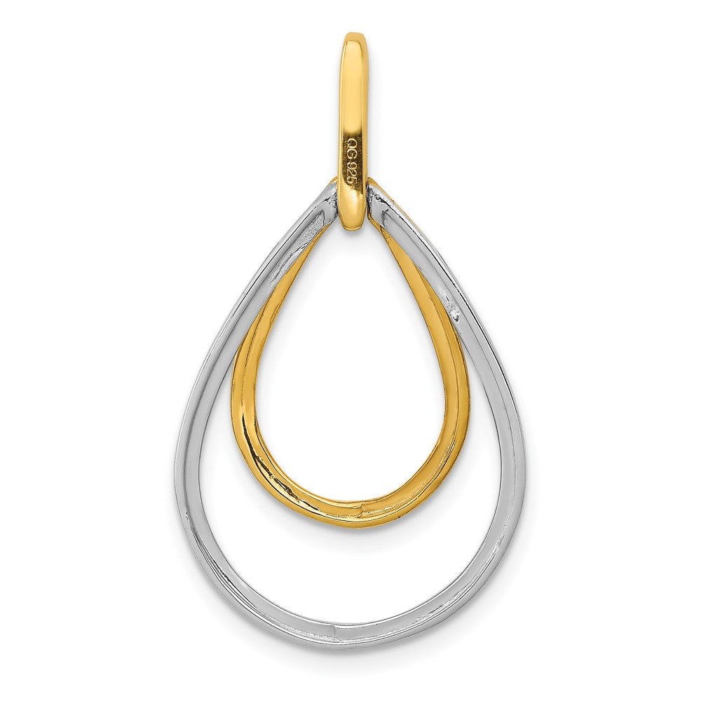 14k Two-Tone Gold Polished 1/4ct. Real Diamond Double Teardrop Pendant