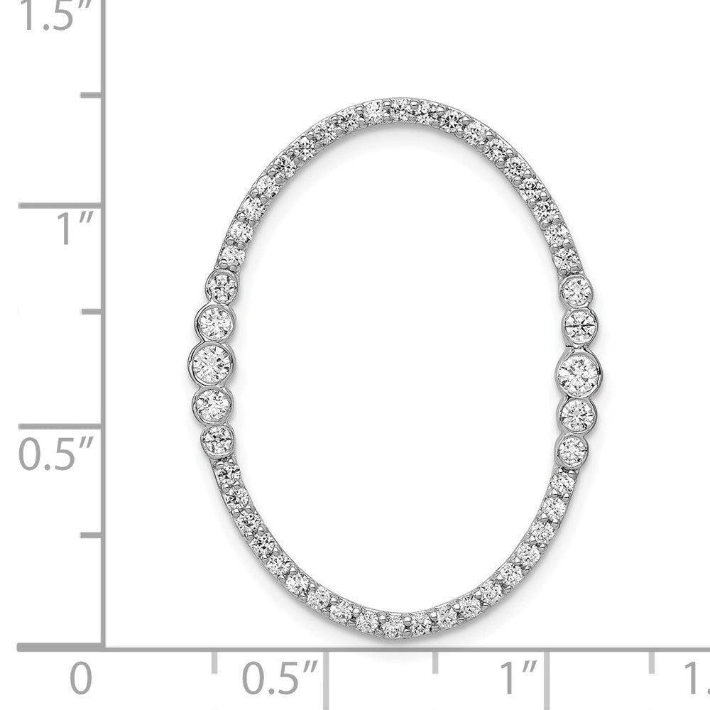 Solid 14k White Gold Simulated CZ Oval Chain Slide Pendant