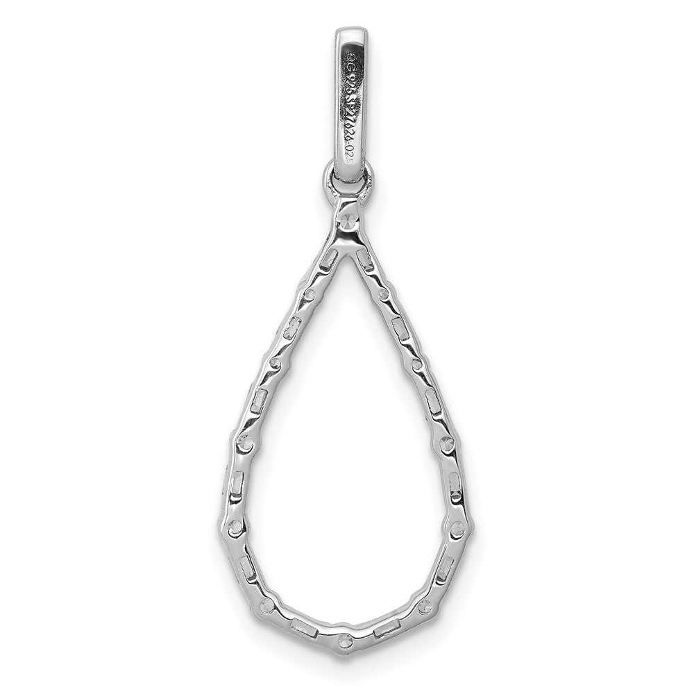 Solid 14k White Gold 1/4ct. Simulated CZ Teardrop Pendant