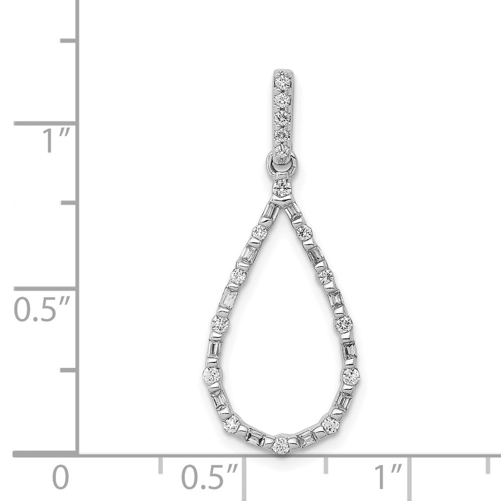 14k White Gold 1/4ct. Real Diamond Teardrop Pendant