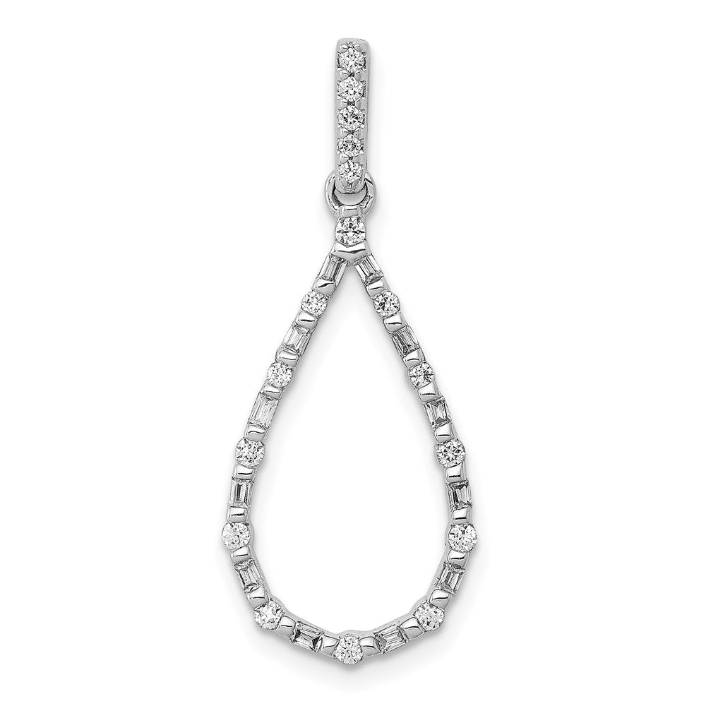 Solid 14k White Gold 1/4ct. Simulated CZ Teardrop Pendant