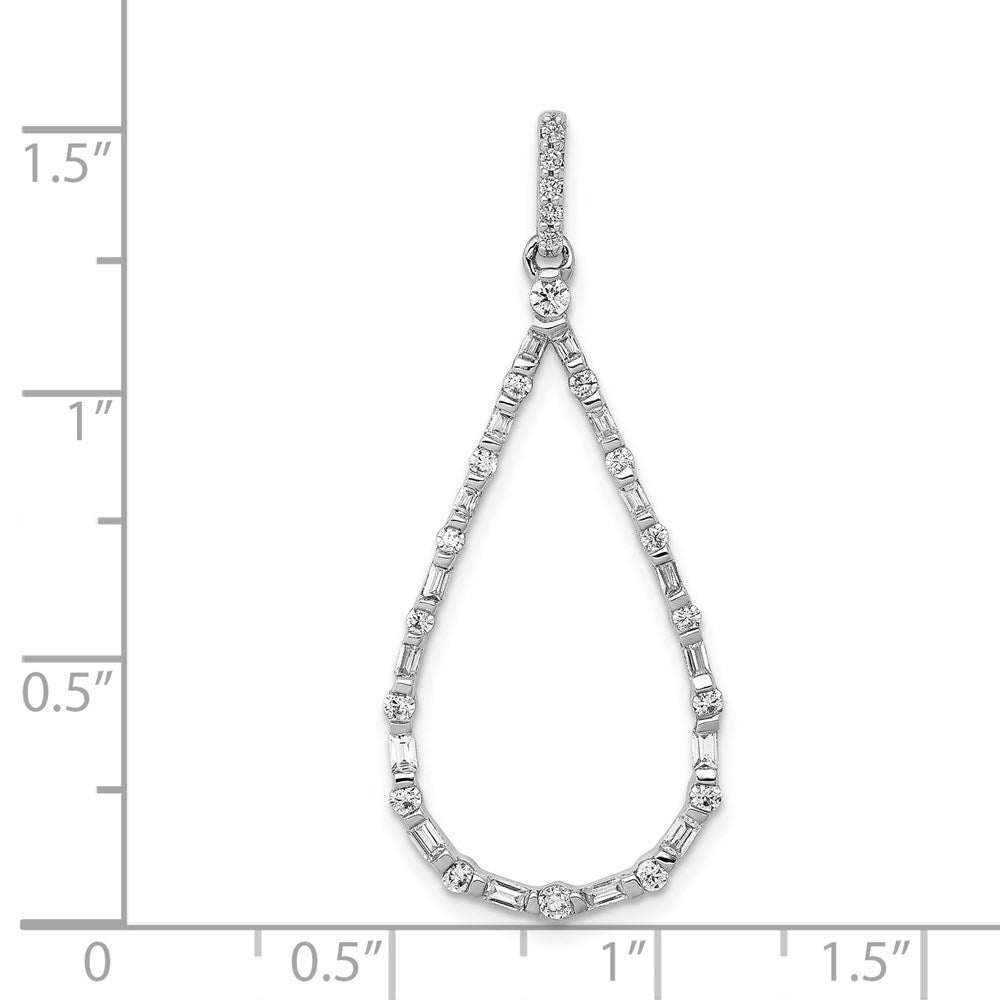 14k White Gold 1/2ct. Real Diamond Teardrop Pendant