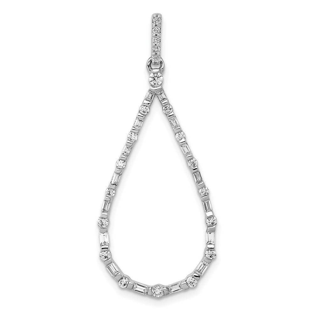 Solid 14k White Gold 1/2ct. Simulated CZ Teardrop Pendant