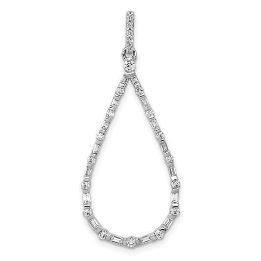 Solid 14k White Gold 1/2ct. Simulated CZ Teardrop Pendant