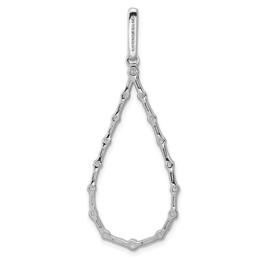 Solid 14k White Gold 3/4ct. Simulated CZ Teardrop Pendant