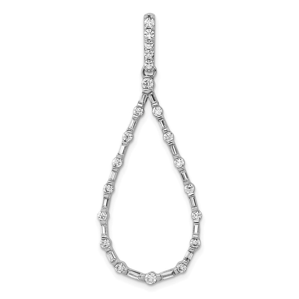 14k White Gold 3/4ct. Real Diamond Teardrop Pendant