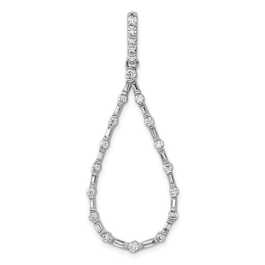 14k White Gold 3/4ct. Real Diamond Teardrop Pendant