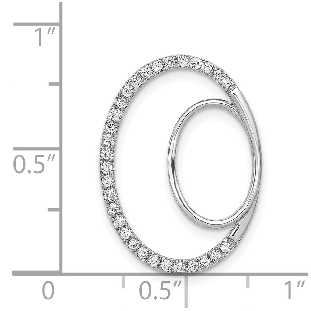 14k White Gold 1/4ct. Real Diamond Double Oval Chain Slide Pendant