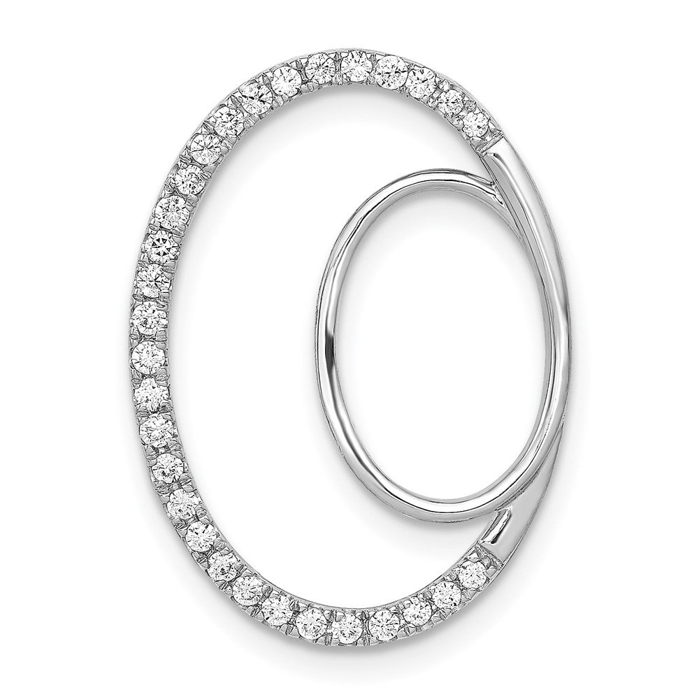 14k White Gold 1/4ct. Real Diamond Double Oval Chain Slide Pendant