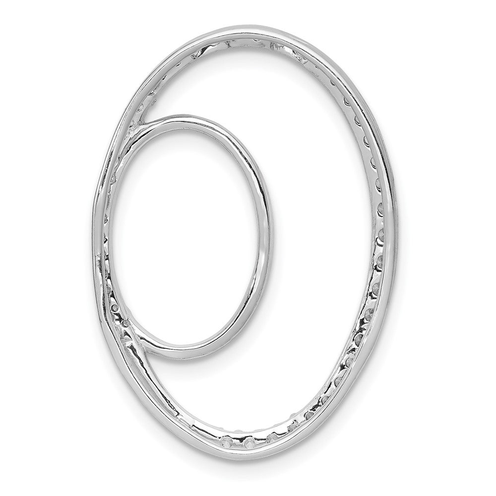 14k White Gold 1/2ct. Real Diamond Double Oval Chain Slide Pendant