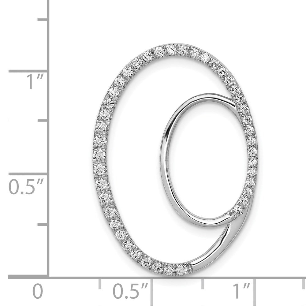 14k White Gold 1/2ct. Real Diamond Double Oval Chain Slide Pendant