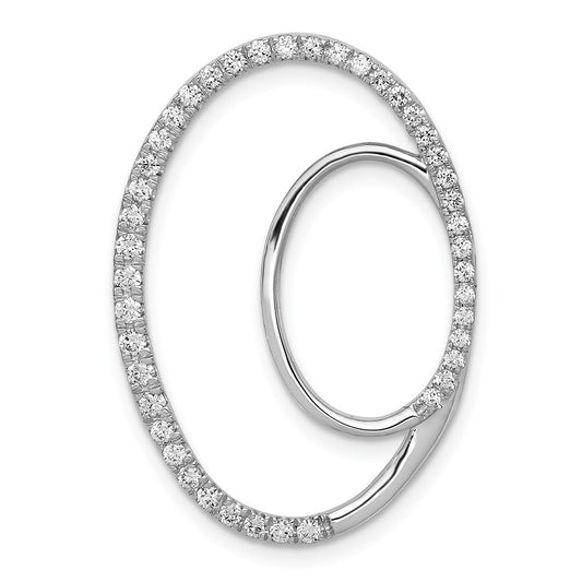 14k White Gold 1/2ct. Real Diamond Double Oval Chain Slide Pendant