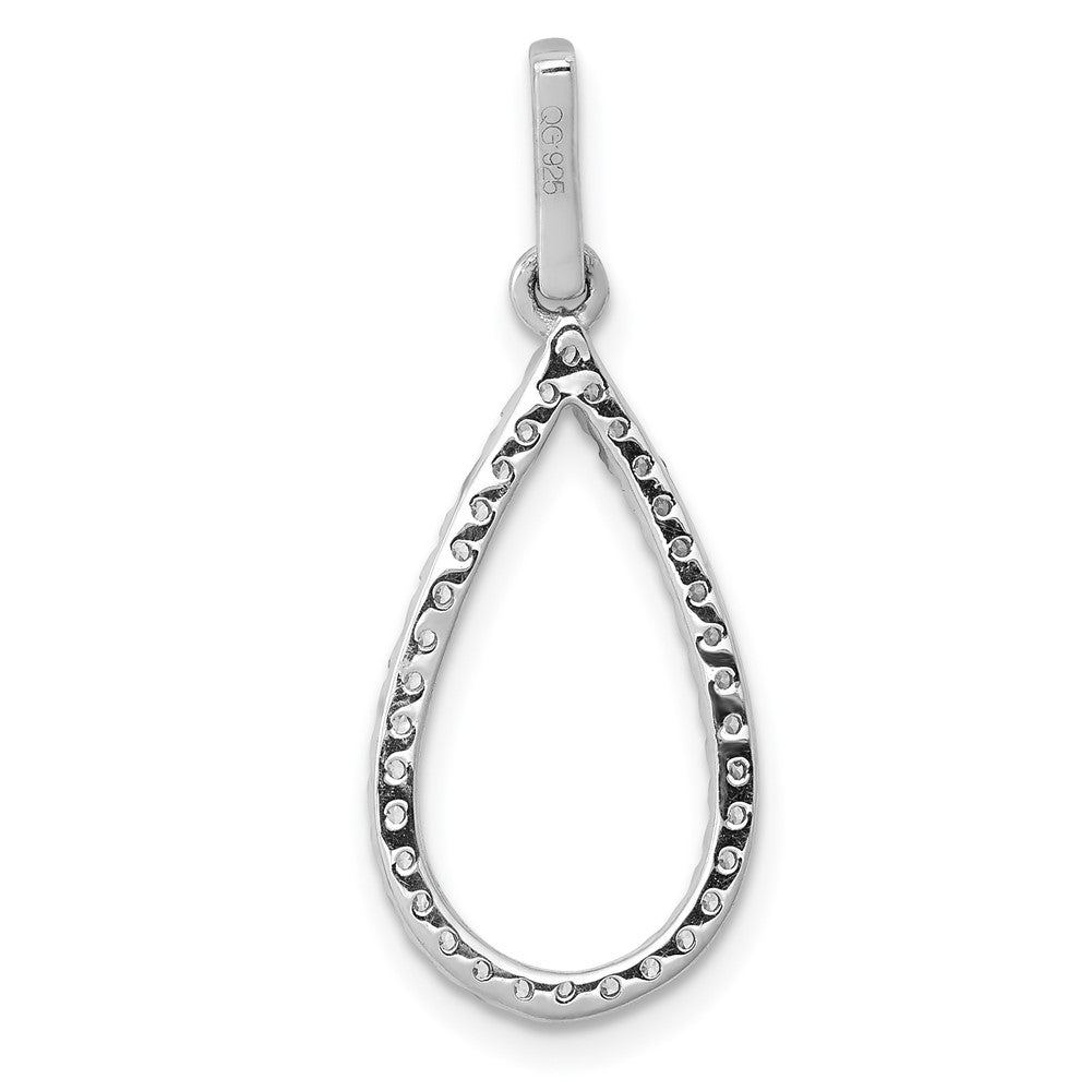 Solid 14k White Gold 1/4ct. Simulated CZ Teardrop Pendant