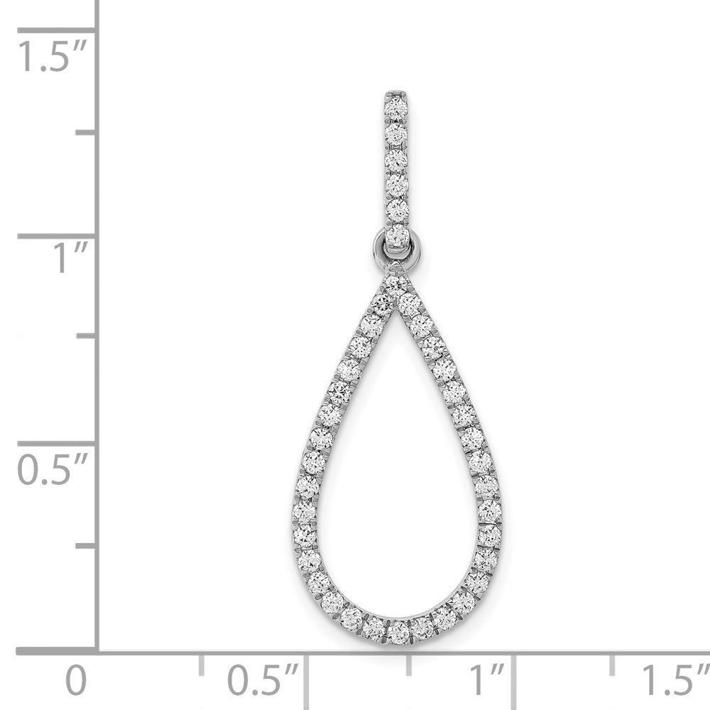 Solid 14k White Gold 1/2ct. Simulated CZ Teardrop Pendant