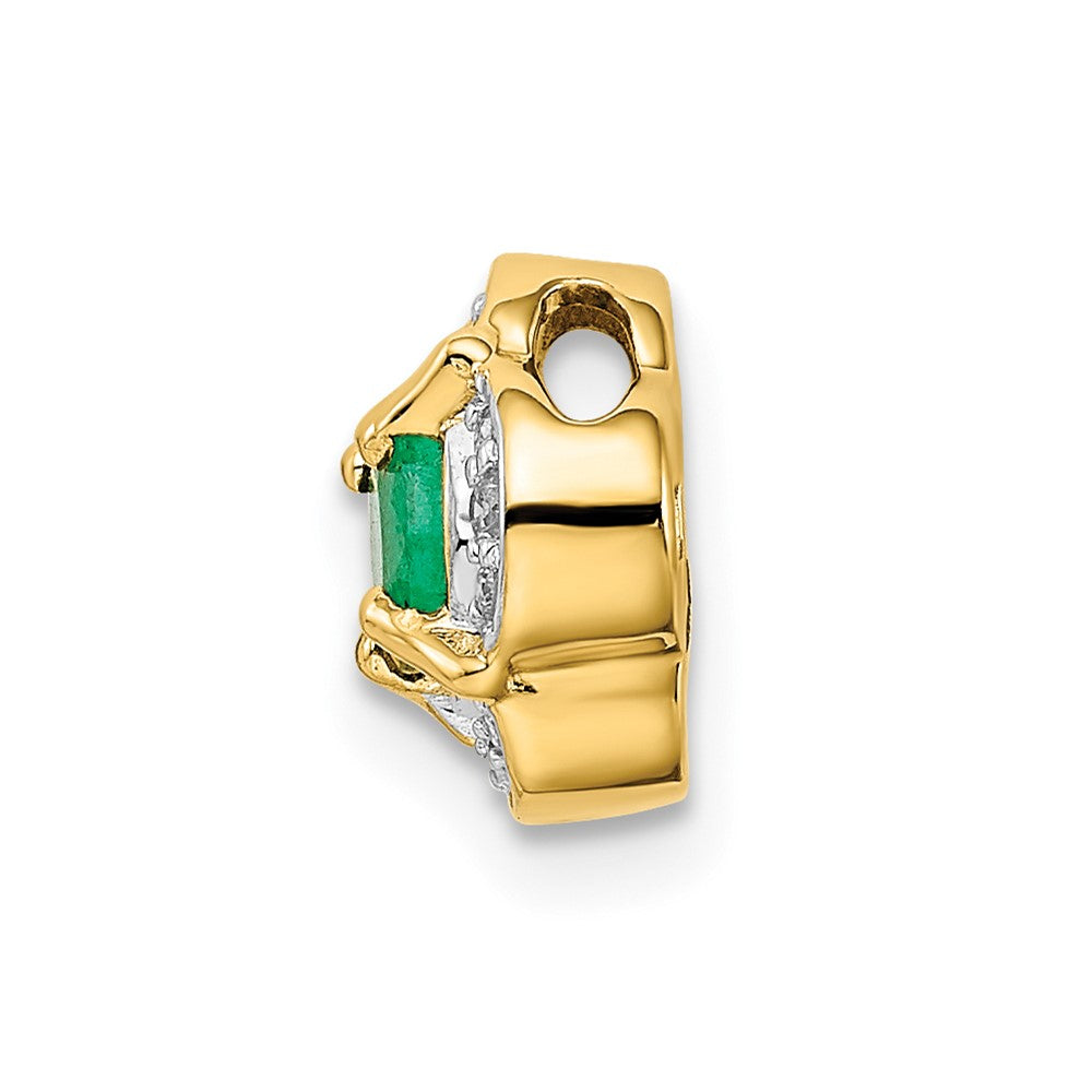 14K Yellow Gold Real Diamond and .25 Emerald Fancy Chain Slide