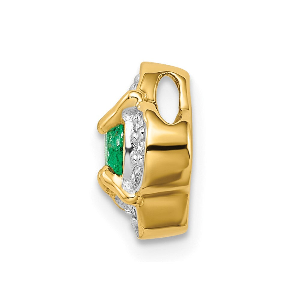 14K Yellow Gold Real Diamond and .33 Emerald Fancy Chain Slide