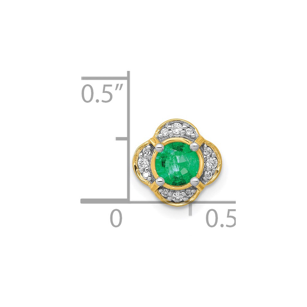 14K Yellow Gold Real Diamond and .33 Emerald Fancy Chain Slide