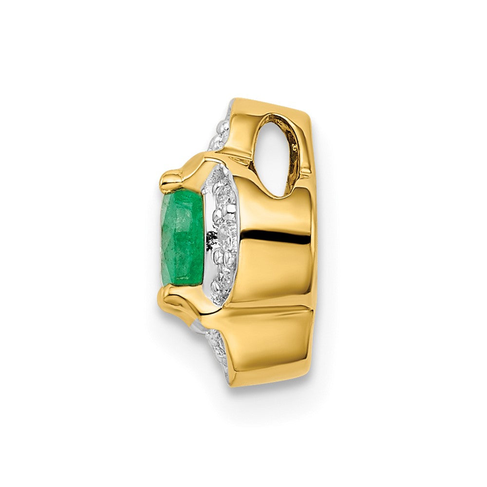 14K Yellow Gold Real Diamond and .5 Emerald Fancy Chain Slide