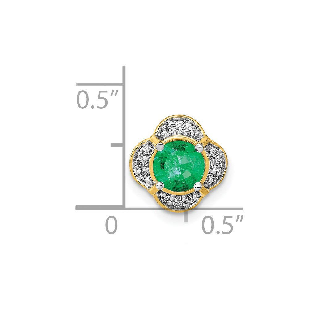 14K Yellow Gold Real Diamond and .5 Emerald Fancy Chain Slide