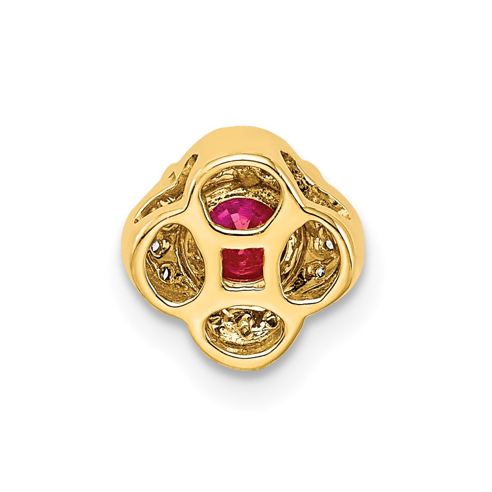 14K Yellow Gold Real Diamond and .33 Ruby Fancy Chain Slide