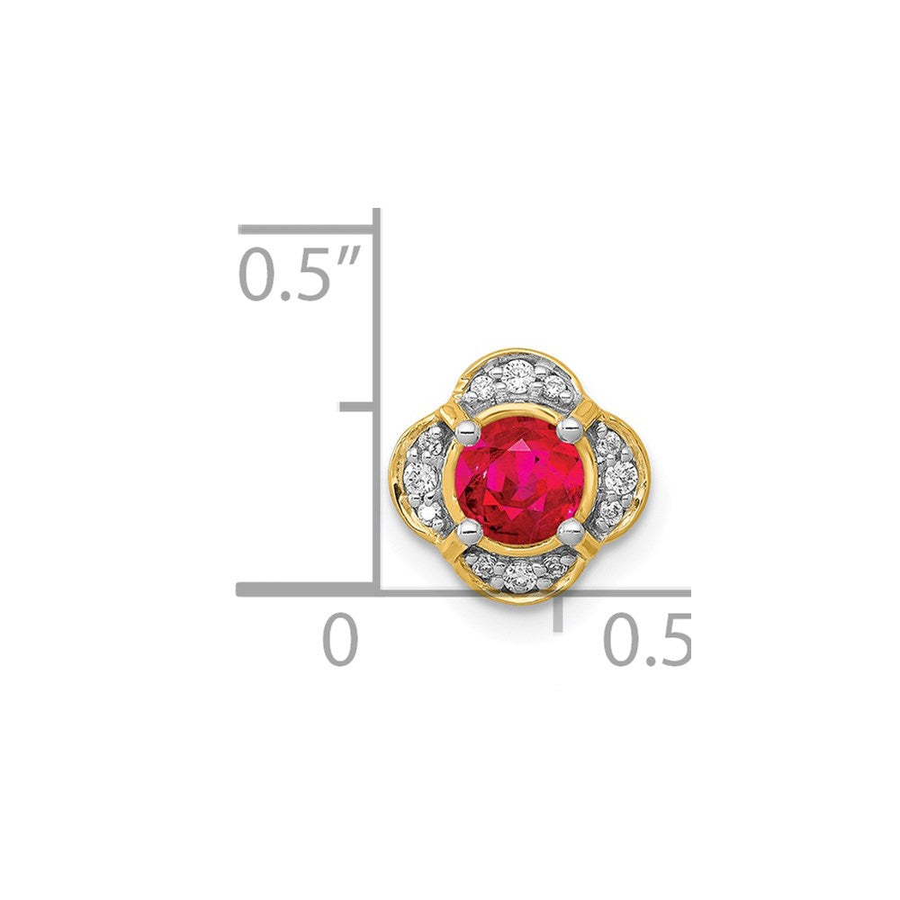 14K Yellow Gold Real Diamond and .33 Ruby Fancy Chain Slide