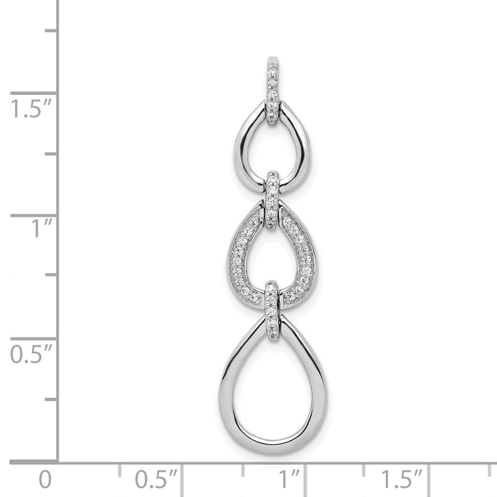 14k White Gold 1/8ct. Real Diamond Fancy Teardrop Dangle Pendant