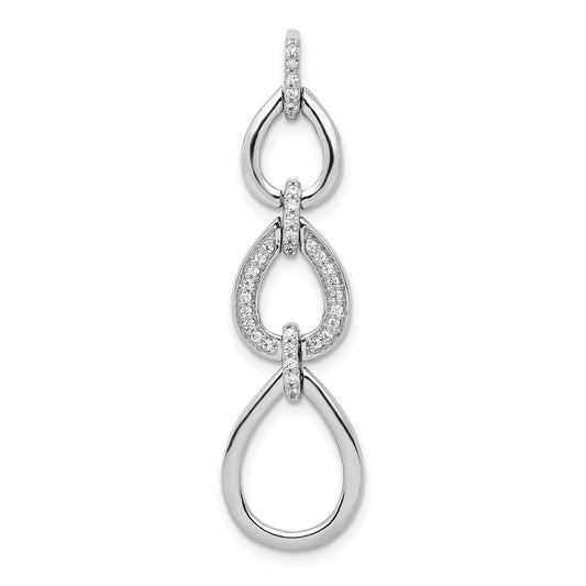 Solid 14k White Gold 1/8ct. Simulated CZ Fancy Teardrop Dangle Pendant