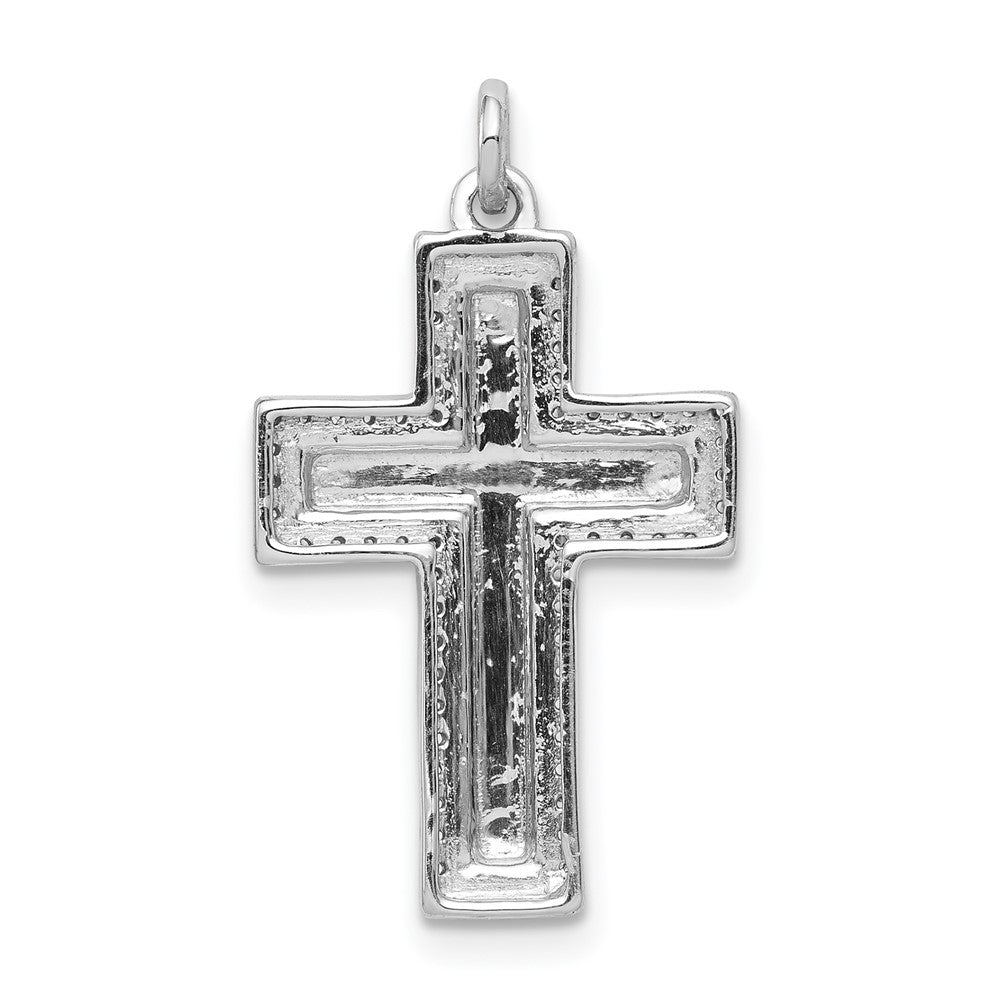 Solid 14k White Gold 1/5ct. Simulated CZ Latin Cross Pendant