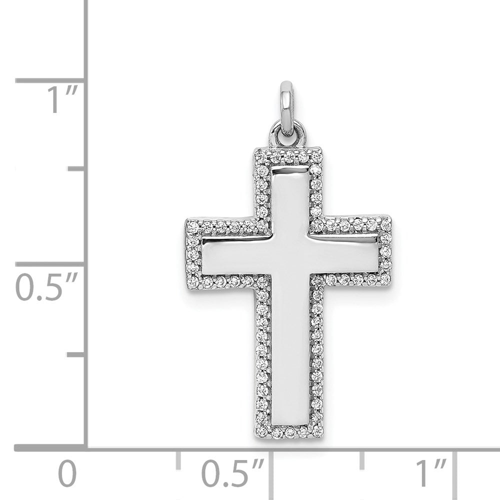 14k White Gold 1/5ct. Real Diamond Latin Cross Pendant