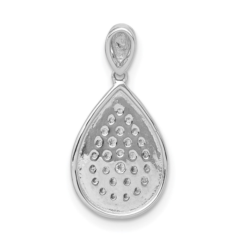 Solid 14k White Gold 1/4ct. Simulated CZ Fancy Teardrop Pendant