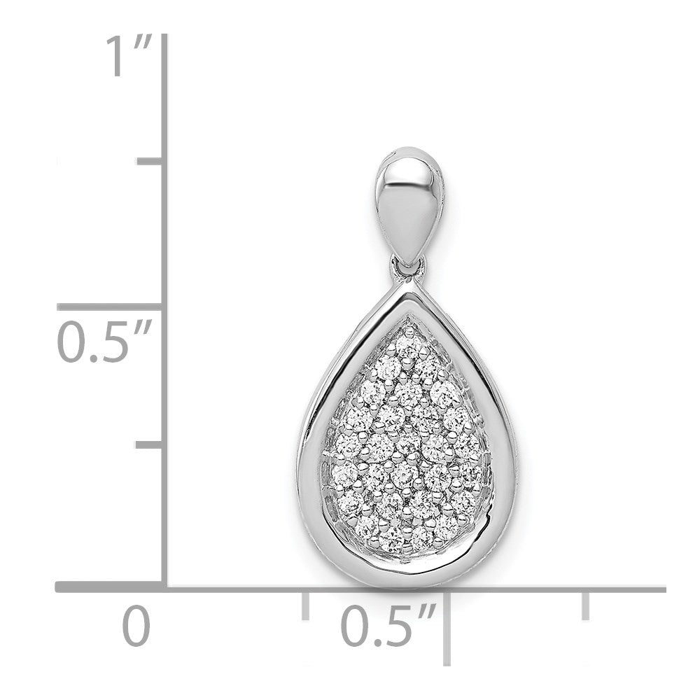 14k White Gold 1/4ct. Real Diamond Fancy Teardrop Pendant