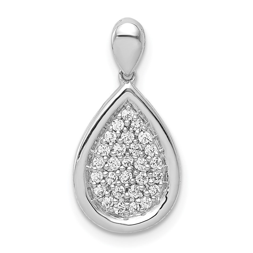 Solid 14k White Gold 1/4ct. Simulated CZ Fancy Teardrop Pendant