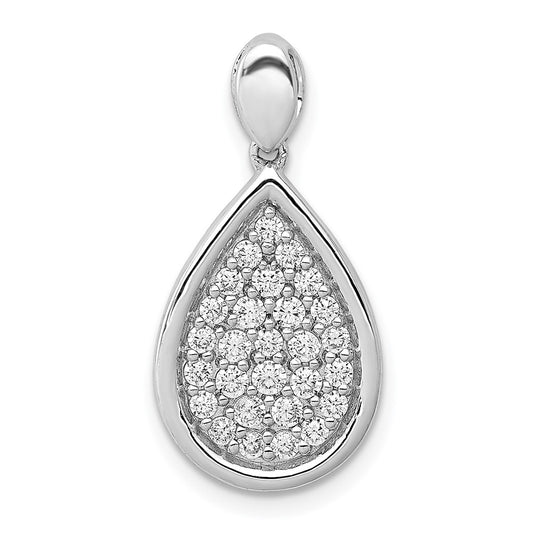 Solid 14k White Gold 1/2ct. Simulated CZ Fancy Teardrop Pendant